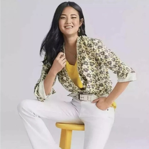 CAbi Providence Shirt Jacket in Yellow and Grey Leopard Print Women’s Size XL - Picture 2 of 12